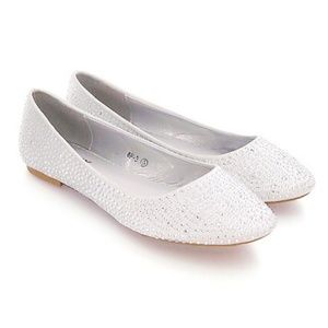 Unforgettable Moments Bridal Shoes White Flats 9